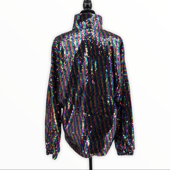 ASOS Rainbow Stripe Sequin Pullover with Pouch - Picture 8 of 14